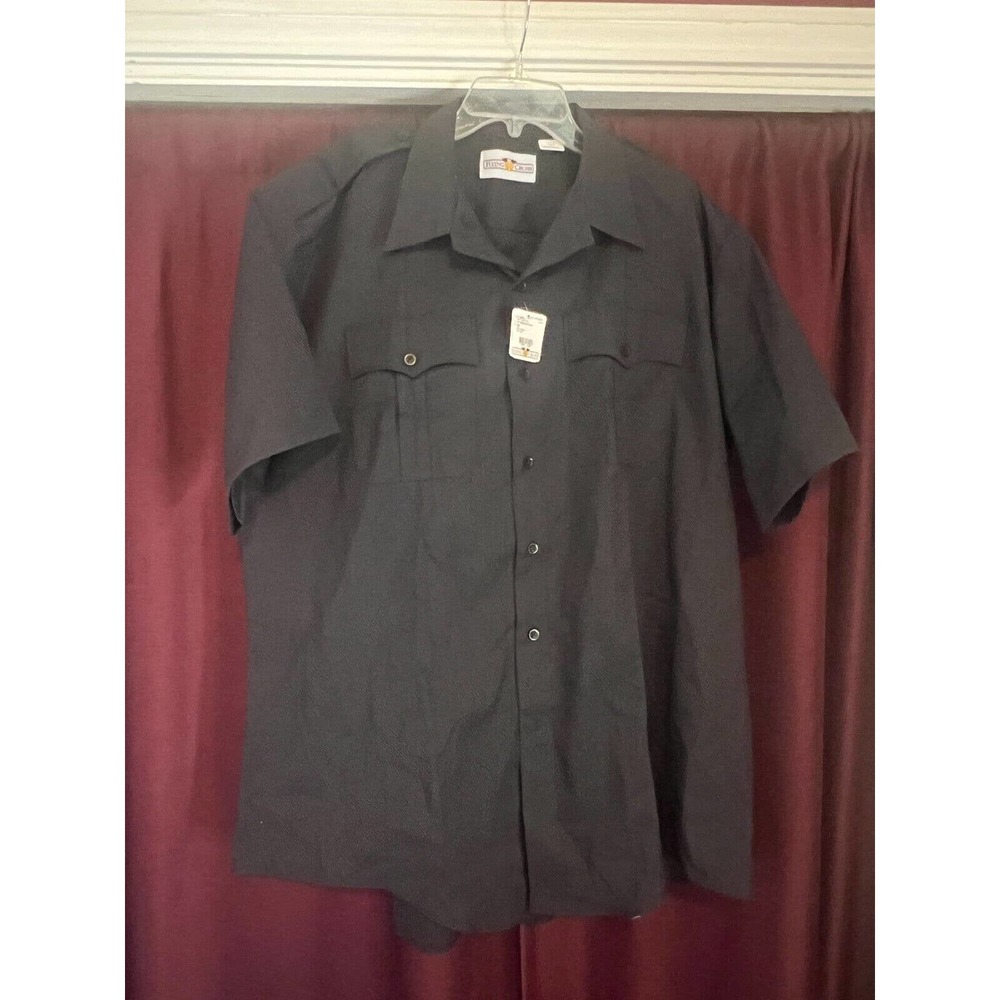 Flying Cross Men's Polyester Cotton Short Sleeve Shirt F1 85R64 Midnight Navy
